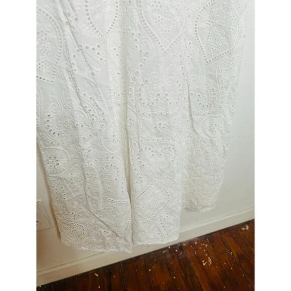 ALLSAINTS White Eyelet 100% Cotton Mock Neck Camila Broderie A-Line Dress US 6 - Picture 5 of 14